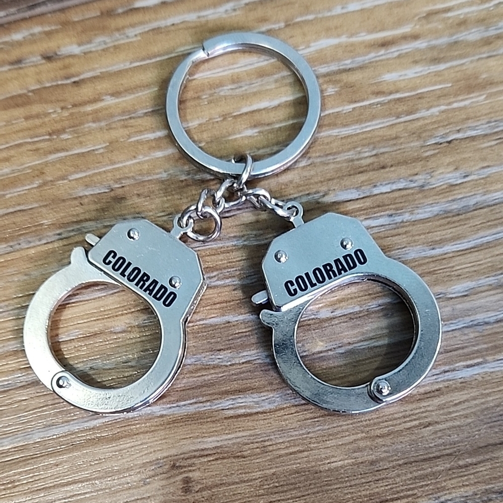 Mini Colorado Handcuffs Keychain Silver Black